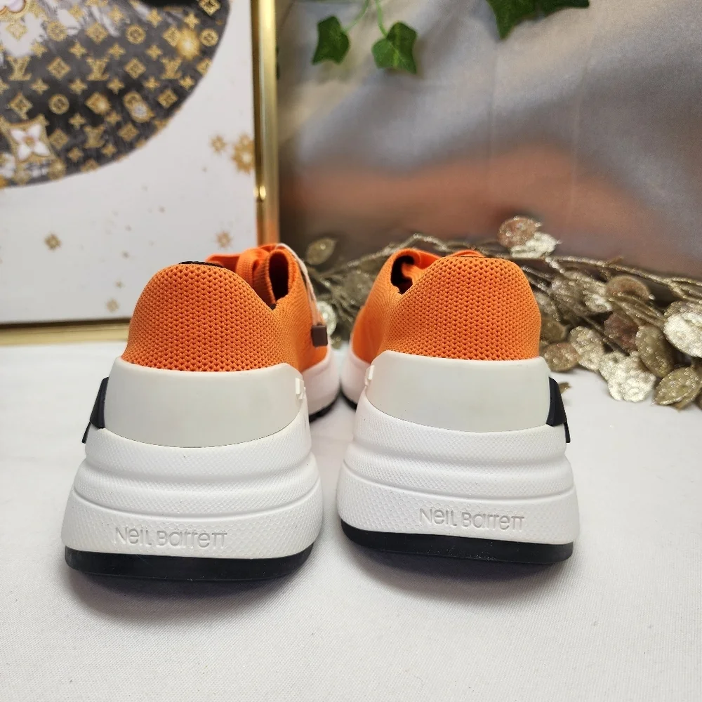 NIB NEIL BARRETT BOLT LACE UP SNEAKER - ORANGE SZ 6/39